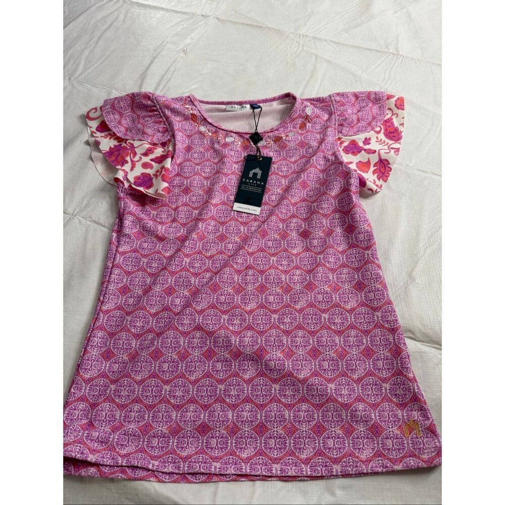 NWT Cabana Life Pink Amelia Island Ruffle Rash Guard Top Girls Size 12 New